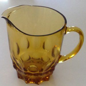 MCM Retro Amber/Gold Hazel Atlas Reflection Thumbprint Heavy 48oz Glass Pitcher